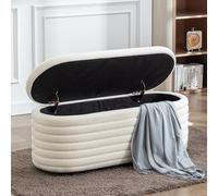 chairus Banc de Rangement, Banc Entrée, Bout de Lit, Blanc | Tissu de Fausse Fourrure, Pied Stable, Style Moderne, Coussin Rembourré, pour Chambre, Salon