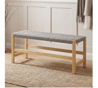 chairus Banc en Bois avec Tissage en Corde Naturelle, Bout de Lit Banc Entrée Vintage, Banquette de Cuisine Chambre Salon, Gris