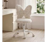 chairus Chaise Bureau Enfant, Chaise Pivotante, Dossier Papillon, Blanc | Hauteur Réglable, Style Moderne, Siège Pivotant, Fausse Fourrure, Coussin Rembourré, Base Etoile 5 Branches avec Roulettes