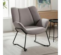 chairus Fauteuil de Relaxation Confortable en Lin Fauteuil Crapaud, Gris | Chaise Rembourrée Petit Fauteuil Individuel Coussin épais Structure Métal Solid pour Salon Chambre