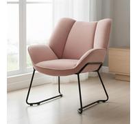 chairus Fauteuil Relaxation Confortable Chenille Fauteuil Crapaud, Rose | Chaise Rembourrée Petit Fauteuil Individuel Coussin épais Structure Métal Solid pour Salon Chambre