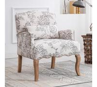 chairus Fauteuil Salon Rétro, Fauteuil Imprimé, Oreiller Lombaire, Beige
