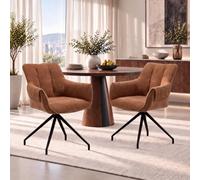 chairus Lot de 2 Chaises de Salle à Manger Pivotantes, Chaise de Cuisine en Chenille, Fauteuil Pivotante à 360° pour Bureau Salon Chambre, Marron-2