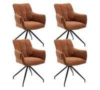 chairus Lot de 4 Chaises de Salle à Manger Pivotantes, Chaise de Cuisine en Chenille, Fauteuil Pivotante à 360° pour Bureau Salon Chambre, Marron-4