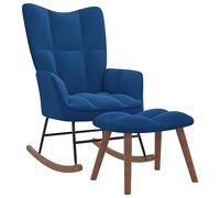 Chaise à bascule avec repose pied Bleu Velours