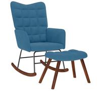vidaXL Chaise à bascule avec repose-pied velours bleu