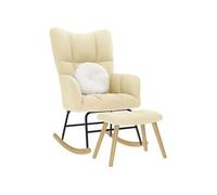 vidaXL Chaise à bascule avec repose-pied Crème Tissu, chaise, chaise de relaxation, fauteuil relax, chaise de salon, 4016807 Beige G
