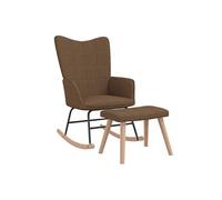 Vidaxl Chaise à bascule Avec Tabouret Marron Tissu