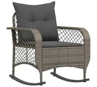 vidaXL Fauteuil à bascule de jardin avec coussin Gris Poly Rattan