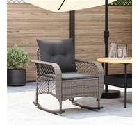 vidaXL Fauteuil à bascule de jardin avec coussin Poly Rattan Gris