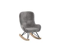 Chaise à Bascule Enfant en Tissu Bouclette Gris Pieds Bois et Métal - MOUTY - ALTOBUY Gris G