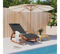 vidaXL Chaise à bascule Gris Textilène et bois massif de peuplier
