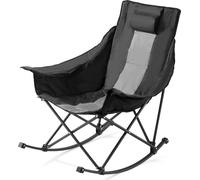 Chaise à bascule VEVOR, chaise pliante, chaise de jardin avec fonction couchage et porte-boisson, capacité de charge 102 kg, chaise de camping entièrement rembourrée pour terrasse, arrière-cour, véran