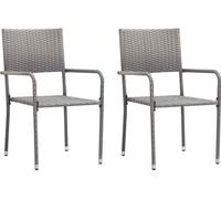 Chaise à dîner de jardin empilable lot de 2 gris résine tressée