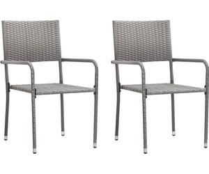 Chaise à dîner de jardin empilable lot de 2 gris résine tressée