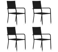 Chaise à dîner de jardin empilable lot de 4 noir résine tressée