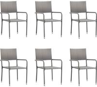 Chaise à dîner de jardin empilable lot de 6 gris résine tressée