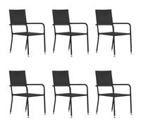 Chaise à dîner de jardin empilable lot de 6 noir résine tressée