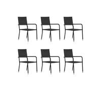 vidaXL Chaises de jardin 6 pcs. empilables noir Polyrattan