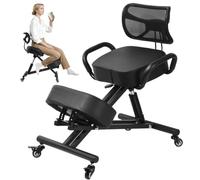 Chaise à Genoux avec Soutien Ergonomique Réglable Soutien Lombaire 90 kg | Hauteur Et Repose-genoux Réglables, Siège Inclinable Pour Bureau, Télétravail, Lecture Et Longues Sessions Assises