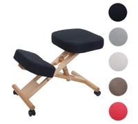 Tabouret à genoux HWC-Q46, tabouret à assise et repose-genoux réglable en hauteur, roulettes, tissu/textile (200 g/m²), bois noir