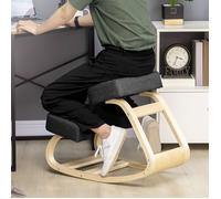 Chaise à genoux, tabouret ergonomique, tabouret rembourré pour une posture saine, bois de bouleau, capacité de charge 120 kg, noir