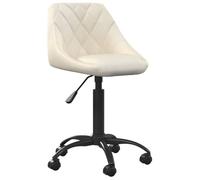 Chaise à Manger Crème Velours Réglable avec Roulettes Pivotantes | Siège velours rembourré,structure acier noir thermolaqué,vérin à gaz,roulettes 360°,maximum 110 kg