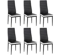 Chaise à manger moderne - SHE - Lot de 6 - Noir et Blanc