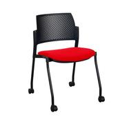 Chaise à roulettes Noemie - dossier polypropylène - Rouge
