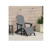 vidaXL Chaise Adirondack avec repose-pieds HDPE Gris clair 82 x 74 x 92 cm