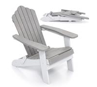 Chaise Adirondack COSTWAY, fauteuil de jardin pliable et résistant aux intempéries, chaise Adirondack avec dossier haut et larges accoudoirs, chaise de jardin pouvant supporter jusqu'à 180 kg, gris et