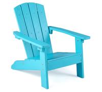 Chaise Adirondack COSTWAY résistante aux intempéries en HIPS, chaise de jardin avec dossier et accoudoirs ergonomiques, chaise d'extérieur pour enfants à partir de 3 ans, couleur turquoise