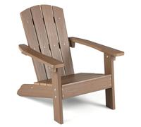 Chaise Adirondack COSTWAY résistante aux intempéries en HIPS, chaise de jardin avec dossier et accoudoirs ergonomiques, chaise d'extérieur pour enfants à partir de 3 ans, marron