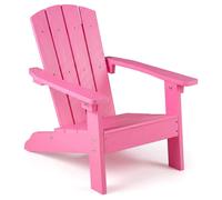 Chaise Adirondack COSTWAY résistante aux intempéries en HIPS, chaise de jardin avec dossier et accoudoirs ergonomiques, chaise d'extérieur pour enfants à partir de 3 ans, rose