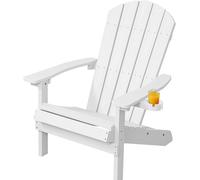 Chaise Adirondack pour l'extérieur, idéale pour le jardin : chaise Adirondack résistante aux intempéries, en plastique HIPS avec porte-gobelet. Fauteuil de relaxation pour l'extérieur, parfait pour ba