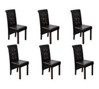 Chaise antique simili cuir brun (lot de 6) Brun G