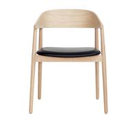 AC2 Chaise de Salle à Manger avec Accoudoirs Chêne/Cuir Noir
