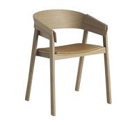 Chaise avec accoudoirs cuir Cover frame oak