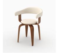 Chaise avec accoudoirs en cuir synthétique blanc - Harold - Maison Pavane