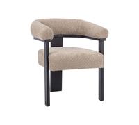 Vente-unique - Chaise avec accoudoirs en Tissu Bouclette et Bois d'hévéa Noir - Taupe - LIVELIA - Salle à Manger