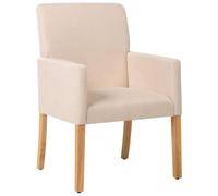 Chaise avec Accoudoirs Fauteuil en Polyester Beige et Bois Intemporel Rockefeller