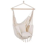 Chaise Balançoire Hamac Suspendue Siège en Coton Beige Bonea