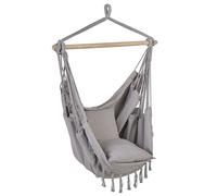 Chaise Balançoire Hamac Suspendue Siège en Coton Gris Clair Bonea