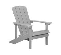 Chaise Basse Fauteuil de Jardin Effet Bois Gris Clair avec Accoudoirs et Dossier Confortable Matières Résitantes Style Rustique et Campagne Beliani