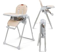 Chaise bébé, chaise repas, réglable, plateau amovible, antidérapante, 6 à 36 mois, harnais 5 points, chaise haute, chaise haute pour bébé, supporte jusqu'à 15 kg, beige