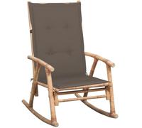Chaise berçante en bambou avec coussin en polyester, solide et durable, jusqu'à 110 kg, pour patio et terrasse