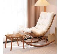 Chaise Berçante Tissée en Rotin Faite à la Main, Chaise Longue Confortable | Fauteuil a Bascule Allaitement for Adultes, Idéales for le Salon ou la Chambre à Coucher(Chair+Stool+Cushion)