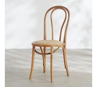 Chaise bistrot en bois de hêtre massif et rotin 42x89.5x53cm Noir