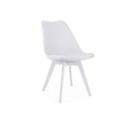 Chaise blanche à pieds blancs - LEOBERT - Modèle MARK - 1 pièce - 82 x 49 cm - Hauteur d’assise 47 cm