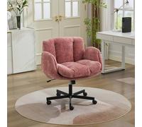 Chaise Bureau, Chaise de Bureau Ergonomique en Tissu Chenille avec Rotation à 360° et Réglage en Hauteur, Chaise de Bureau Moderne avec Roues Silencieuses, Avec Accoudoirs Convertibles Multi-positions